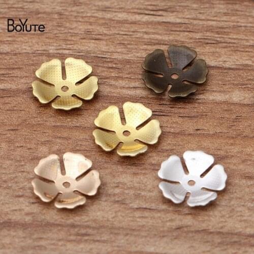BoYuTe (200 Pieces/Lot) 15MM Metal Brass Flower Bead Caps Diy Hand Made Jewelry Making Accessories Parts Wholesale