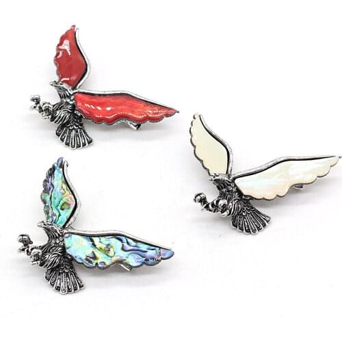 Natural Shell Pendant Brooch Accessories Hawk Shape Abalone Shell White Shell Brooch Charms For Party Clothes Matching