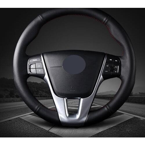 DIY Black Anti-slip And Wear-resistant Faux Leather Car Accessories Steering Wheel Cover For Volvo XC60 2015 2016 2017