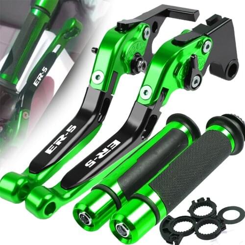CNC Aluminum Motorcycle Brakes Cluch Lever & Handle Grips For Kawasaki ER-5 ER5 ER 5 2004-2005 Accessories Adjustable Extendable