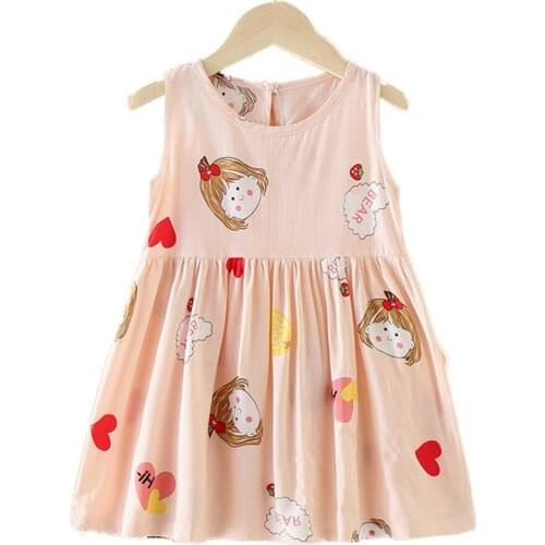 1- 6 Years Summer Girl Princess Dress Cotton Cherry Dresses Polka Dot Kids Dresses for Girls Children Clothing