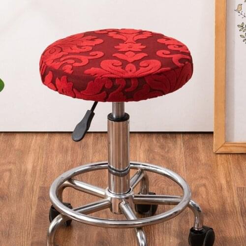 Polyester Fabric Stretch Stool Covers Home Bar Round Seat Slipcover Washable Jacquard Chair Cover For Dentist Hair Salon