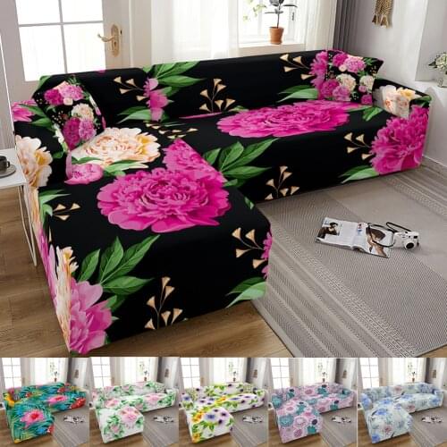 Elastic Sofa Cover for Living Room 3D Flower Print Stretch Slipcovers Sectional Couch Cover 3 Seater funda de sofá L Shape Sofa