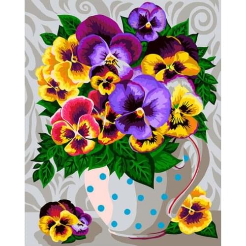Violet mosaic embroidery craft flower vasediamond painting kits beads picture wall paper decor stones drawing christmas gift