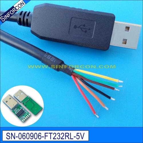 Ftdi ft232rl usb uart ttl +5v logic level adapter cable ttl-232r-5v-we