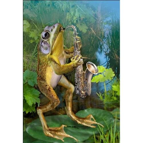 H2027 diamond embroidery kit,diamond embroidery rhinestones,diamond embroider Frogs and Sax