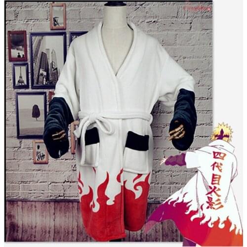 Anime Thermal Flannel Bathrobe Hokage Cosplay Costume Robe Uzumaki aruto cloak Winter Thicken Dressing Gown