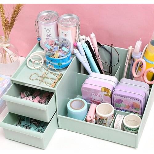 Creative Multi-function Pen Holder Desktop Debris Storage Box Drawer Case Stationery Desk Organizer