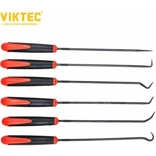 Viktec 6pcs Long Reach Hook & Pick Set Combination Steel Handheld Double Injection Kit Hand Tool