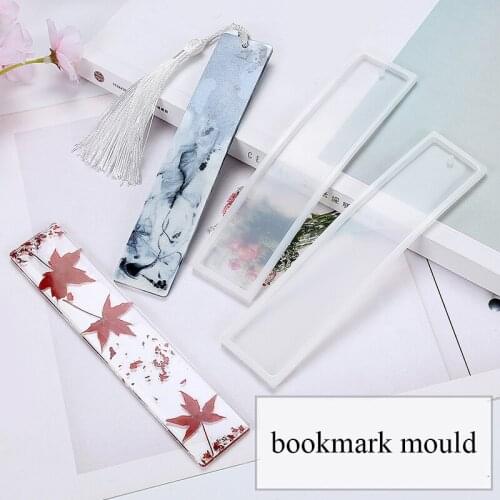 Rectangle Silicone Bookmark Mold Making Epoxy Resin Jewelry Charms Bag Pendant DIY Handmade Craft Transparent Rectangle Mould