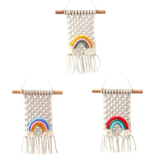 Rainbow Hand Woven Wall Ornaments and Wall Ornaments for Childrens Room in Kindergarten，Hand Woven Tapestry Nursery Baby Bedroo