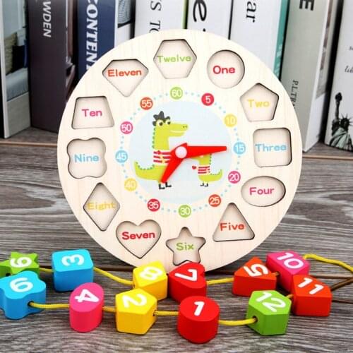 Educational Toy Baby Wooden Toys Colorful 12 Numbers Clock Toy Digital Geometry Cognitive Matching Clock Toy Kids Early Puzzles