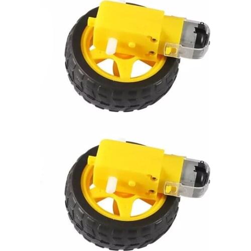 2 PCS Electric Motor Gearbox Engine For arduino Car Tire Yellow Wheel with Plastic TT Motor 3-6V Dual Shaft Gear Motor Magnetic