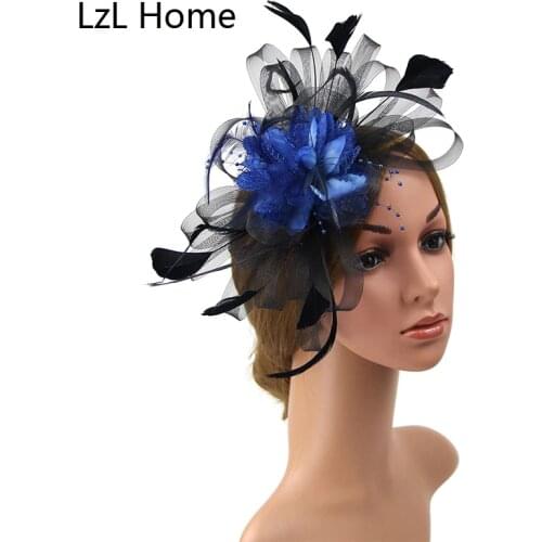 Wedding accessories hat headdress two-color color-matching feather hairpin headband banquet photo studio bride headwear LzL Home