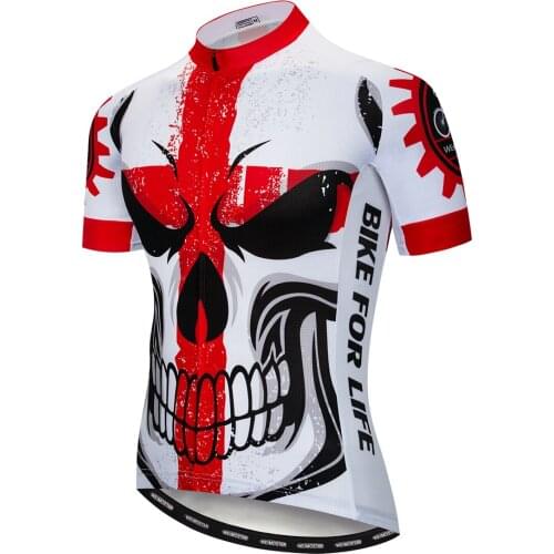 Cycling Jersey Men Bicycle Bike Jersey Shirts Ropa Ciclismo Maillot Mountain Road Racing Top Clothing Summer Skull Red White