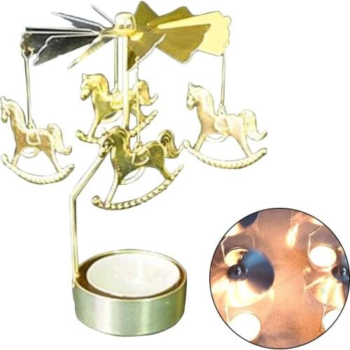 Rotating Spinning Candle Holder Wedding Party Christmas Home Decoration Metal Tealight Candlestick
