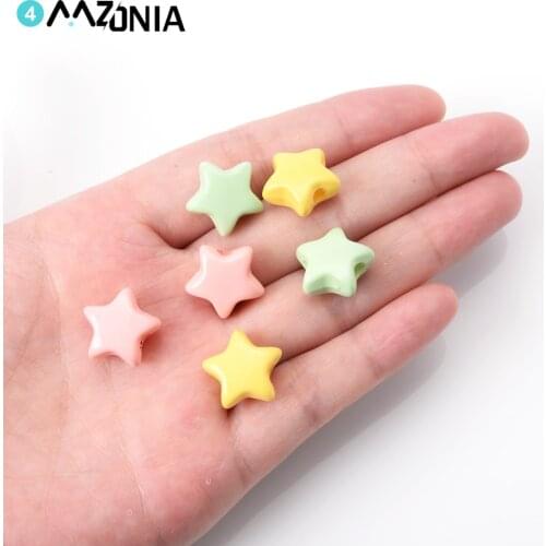 Diy 10/20/50pcs 15mm Acrylic Star Beads 3 Style Mixed Color Handmade Beaded For Jewelry Bracelet Necklace Making