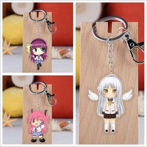 10 pcs/lot Anime Angel Beats! Acrylic Keychain Toy Figure Tachibana Kanade Bag Pendant Double sided Key Ring Gifts