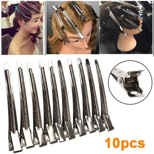 10pcs Salon Hairdressing Tools Duck Mouth Hairdresser Hair Clip Clips Hair Stainless Steel Hairdressing Sectioning Clamp