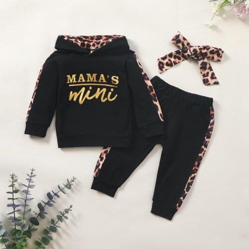 2021 Spring and Autumn Sweater Womens Baby English Pattern Surface Color Sweater Long Sleeve Sports Leopard Set