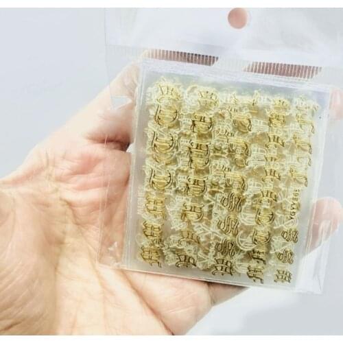 24Pcs Gold Foil Metallic Power Letters Wishes Words Sticker Kit Resin Decor 652B