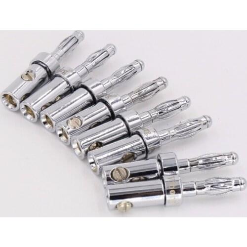 4pcs Hi End Rhodium plated spring Banana plug for DIY speaker cable without logo