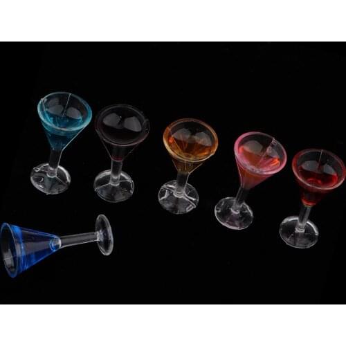 6 Pieces 1:12 Dollhouse Accessories - Mini Wine Glasses Cocktail Glasses