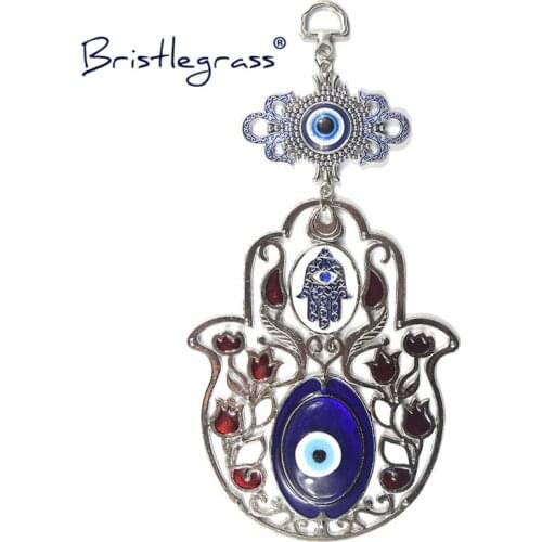 BRISTLEGRASS Turkish Blue Evil Eye Flower Hamsa Hand Chinese Knot Amulet Lucky Charm Wall Hanging Pendant Blessing Protect Decor