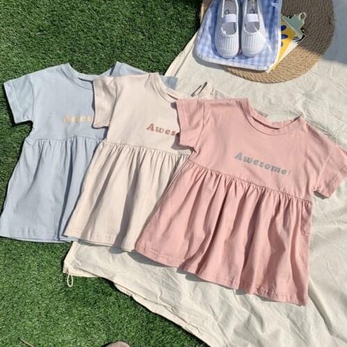 Kids Dresses for Girls Cotton Casual Short Sleeves Princesses Dress Kids Clothing Korean Fashion Girls Clothes 2019 Summer New