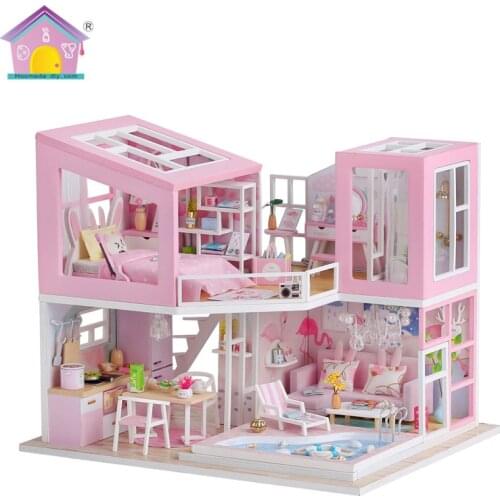 DIY 3D Wooden Miniature Handmade Furnitures Doll House Model Building Kits Toys Dollhouse For Children Adult Birthday Gifts M915