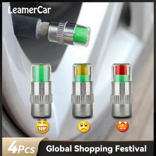 4pcs Car Tire Pressure Gauge Indicator Alert Monitoring Valve Cap Sensor Tire Pressure Indicator External Valve Detection