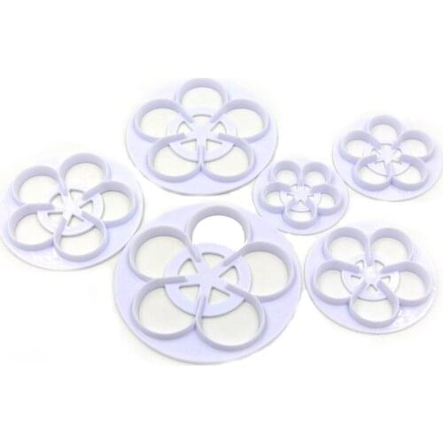 Fondant Cake Decorating Tools Ferramentas Bolo DIY Plastic 6PCS Gum Paste Flowers Cutter Sugar Craft Cookie Mold Decoration Set