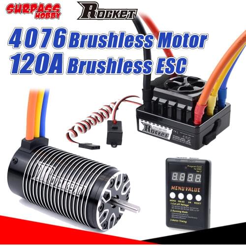 SURPASS HOBBY Rocket 4076 Brushless Motor Waterproof 120A Brushless ESC Program Card 5mm Shaft for 1/8 Rc Car HSP Traxxas Wltoys