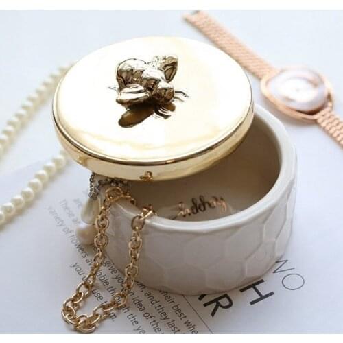 Nordic ins ceramic bee jewelry box dressing table decoration ornaments ring box jewelry earrings necklace storage storage tank