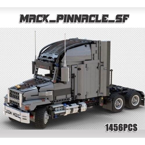 MOC Building Block City Technical Engineering Heavy Dump Truck Vehicle Car Bricks Mack Technology Trailer Pinnacle Trailer Head