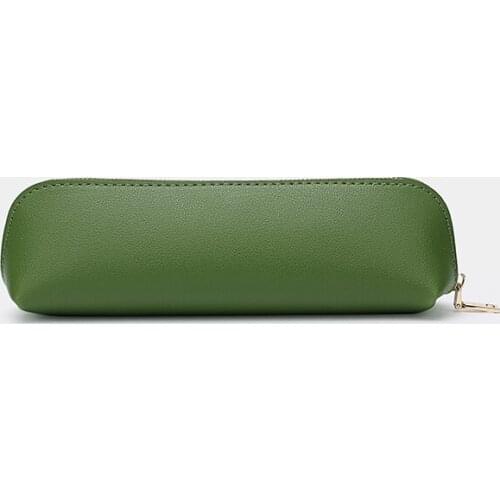 Leather triangle pencil case male and female student supplies creative gift large capacity simple texture good durable pen box