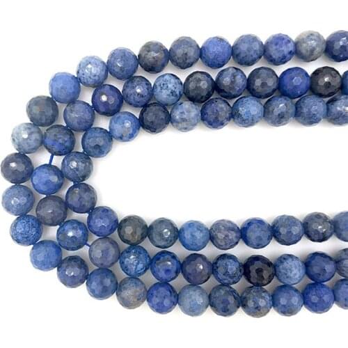 4-12mm Natural Round Loose Stone Beads Dumortierite Quartz Gemstone for Bracelet Necklace Earrings Jewelry Making Crafts Design
