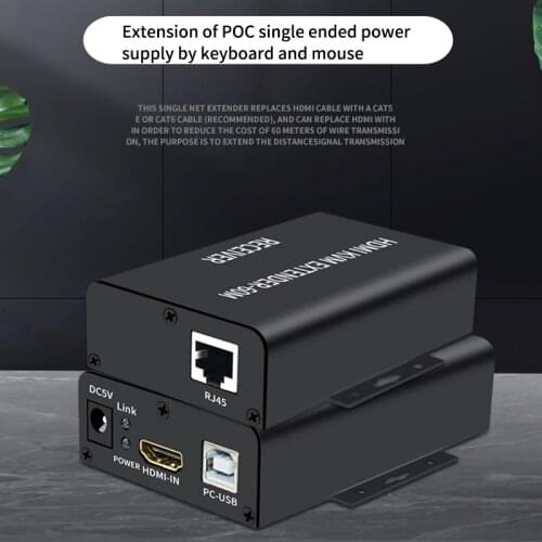 New HDMI Extender 60 Meters Kvm With Usb Extender With Mouse And Keyboard Poe Single-Ended Power Supply 1080p@60hz