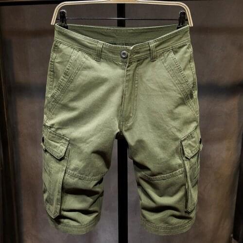 Summer boys' shorts trend mens pure cotton casual five points wild loose sports multi-pocket overalls thin