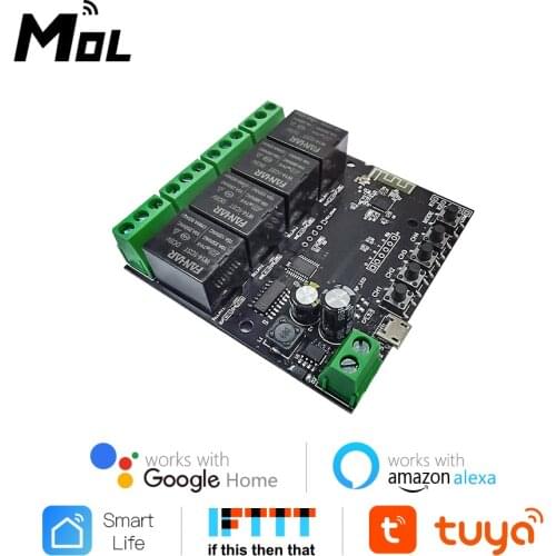 MOL Tuya 4CH WiFi Switch Module Wireless Relay Smart life APP Remote Control Smart Timer for Smart Home with Alexa Google Home