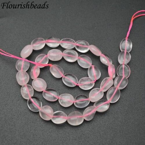 8~10mm Natural Rose Quartz Smooth Stone Oval Shape Nugget Loose Beads Jewelry Making Supplies 1 Strand
