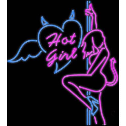 Neon Sign Hot Girl Damce Pole Lamp Wing Beer Bar Club Room Handmade Heart Lamp light advertise custom LOGO Handmade art light