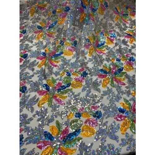Nigerian Lace Fabric sequins net lace fabric ZH-58687 polyster with sequins