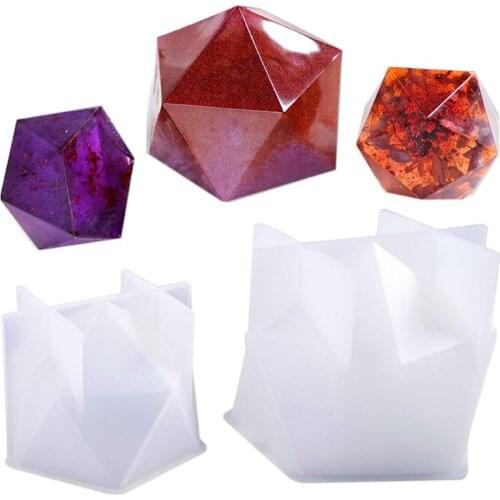 New Crystal Epoxy Mold Desktop Table Decoration Jewelry Large Multi-faceted High Mirror Resin Silicone Mould