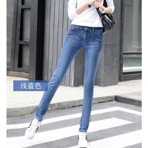 New Spring Pencil Pants Jeans Women Denim long trouser Autumn Skinny Elastic