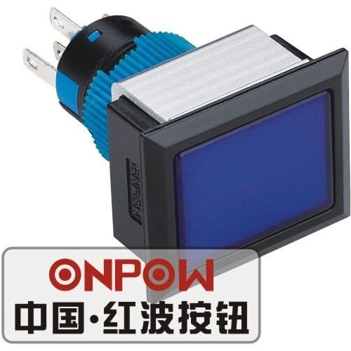 ONPOW 22mm Momentary 1NO1NC LED illuminated Black case Rectangle Plastic push button switch (LAS1-APJ-11/B/12V) CE, UL, ROHS