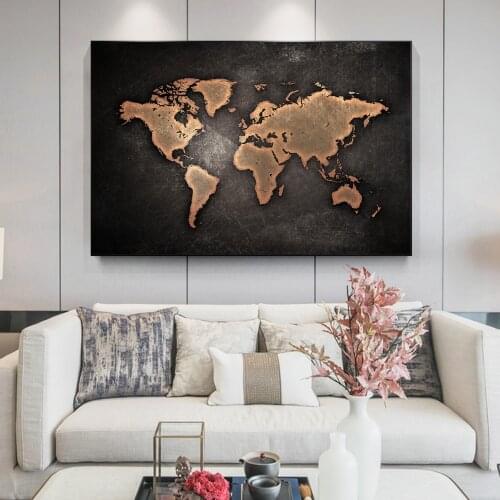 Retro World Map Classical Art Posters And Prints Mdern Map Canvas Paintings on the Wall Decor Pictures Home Decoration Cuadros