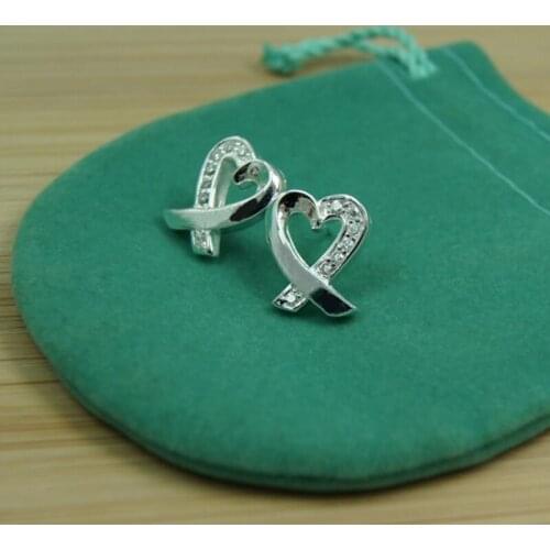 BABYLLNT 925 Silver Heart AAA Zircon Stud Earrings For Woman Wedding Engagement Fashion Party Charm Jewelry Gift