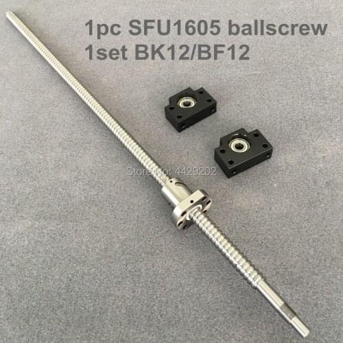 BallScrew 1605 SFU1605 L= 1100 1200 1500 mm SFU1605 Rolled Ball screw with single Ballnut for CNC part + BK/BF12 End support