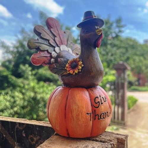 Resin Thanksgiving Pumpkin Turkey Statue Figurines Autumn Fall Table Centerpieces Farmhouse Home Living Room Bedroom Decor Gifts